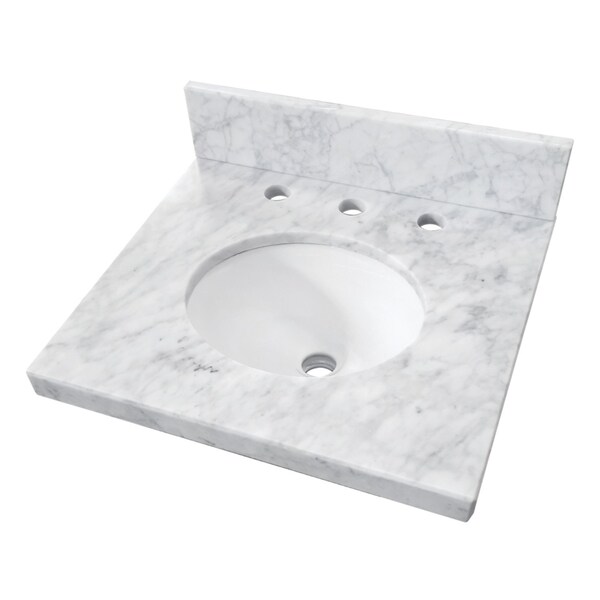 Kingston Brass 19 x 17 Carrara Marble Vanity Top with Oval Sink 8 Faucet Drillings, Carrara White KVPB1917M38 - main